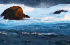 waves over rocks